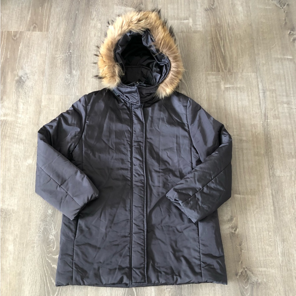 Max & Co Parka Puffer Winter Jacket Black Grey Hooded EU 38 US Small MaxMara